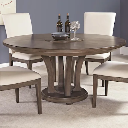 Contemporary 62-Inch Round Dining Table with Trestle Base